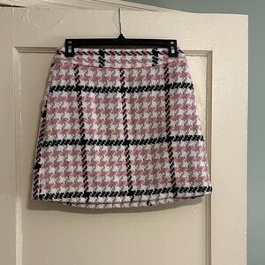 Topshop Pink and Black Checkered Mini Skirt